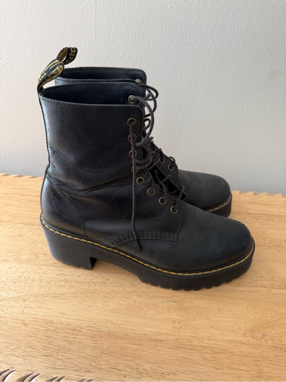 Dr. Martens Black Leather Lace-Up Platform Boots